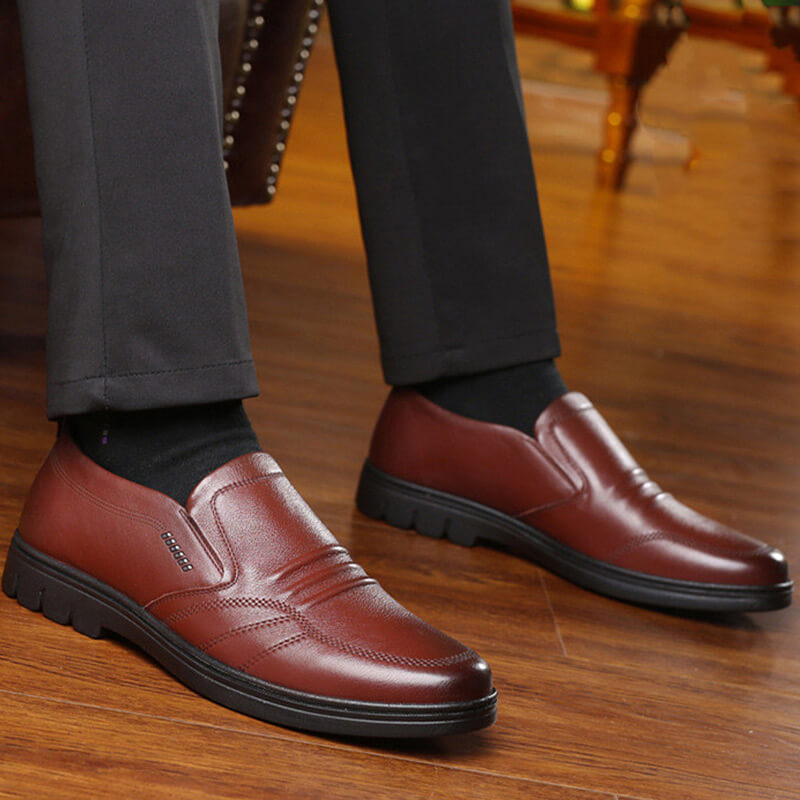 Soft leather Anti-slip men's business shoes