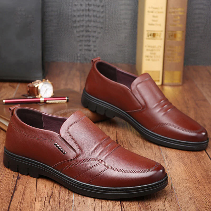 Soft leather Anti-slip men's business shoes