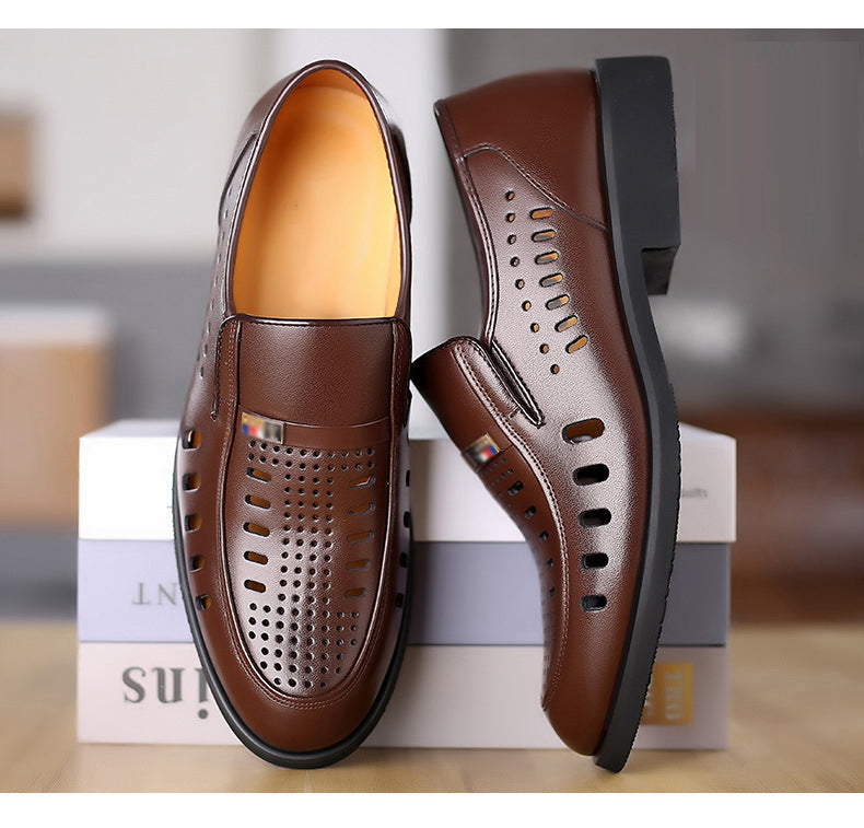 Men's Hollow Breathable Leather Shoes