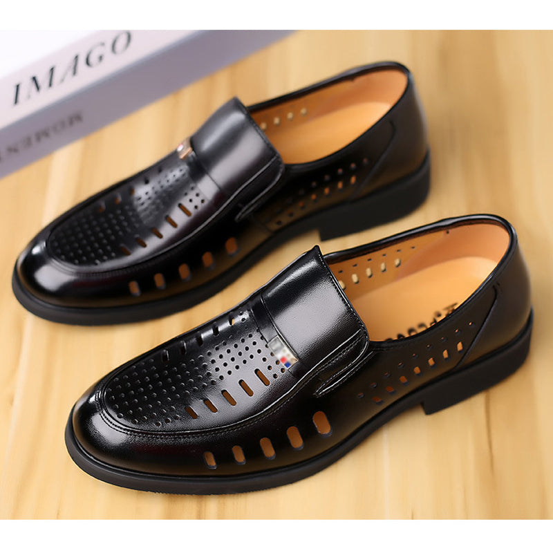 Men's Hollow Breathable Leather Shoes