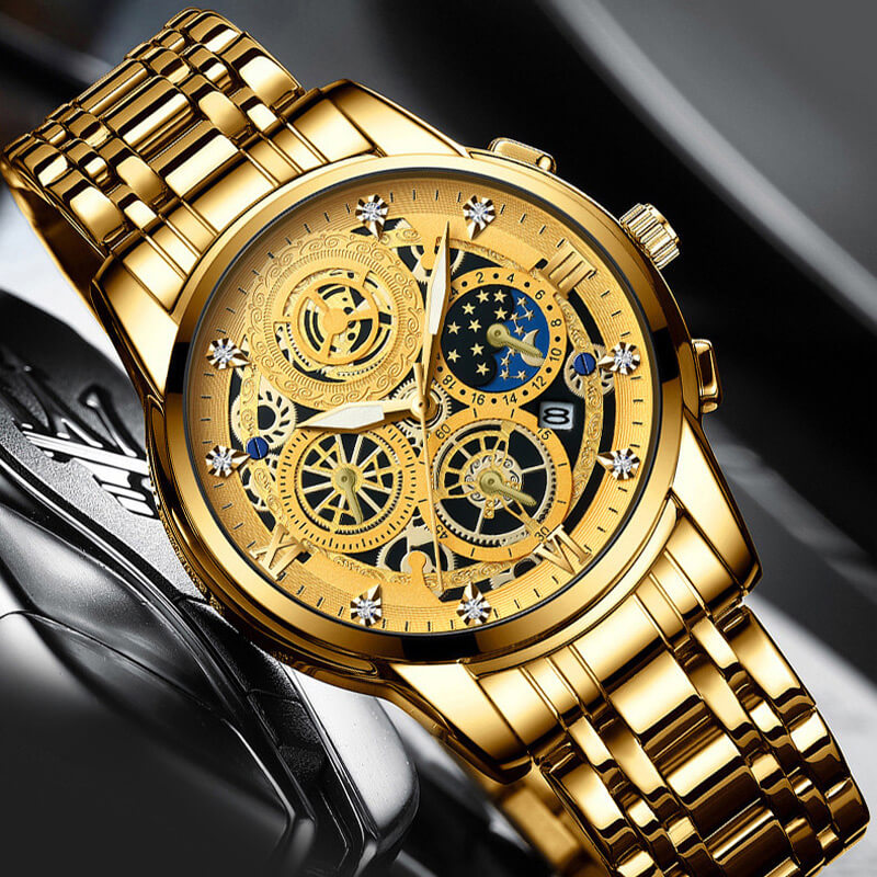 Men's Waterproof Quartz Hollow Out Design Watch