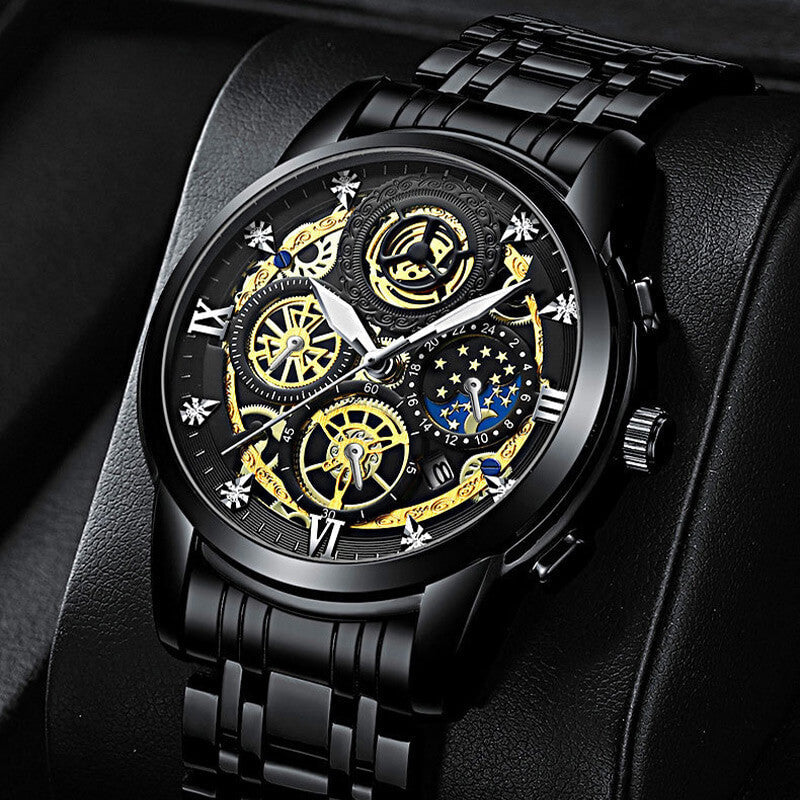 Men's Waterproof Quartz Hollow Out Design Watch