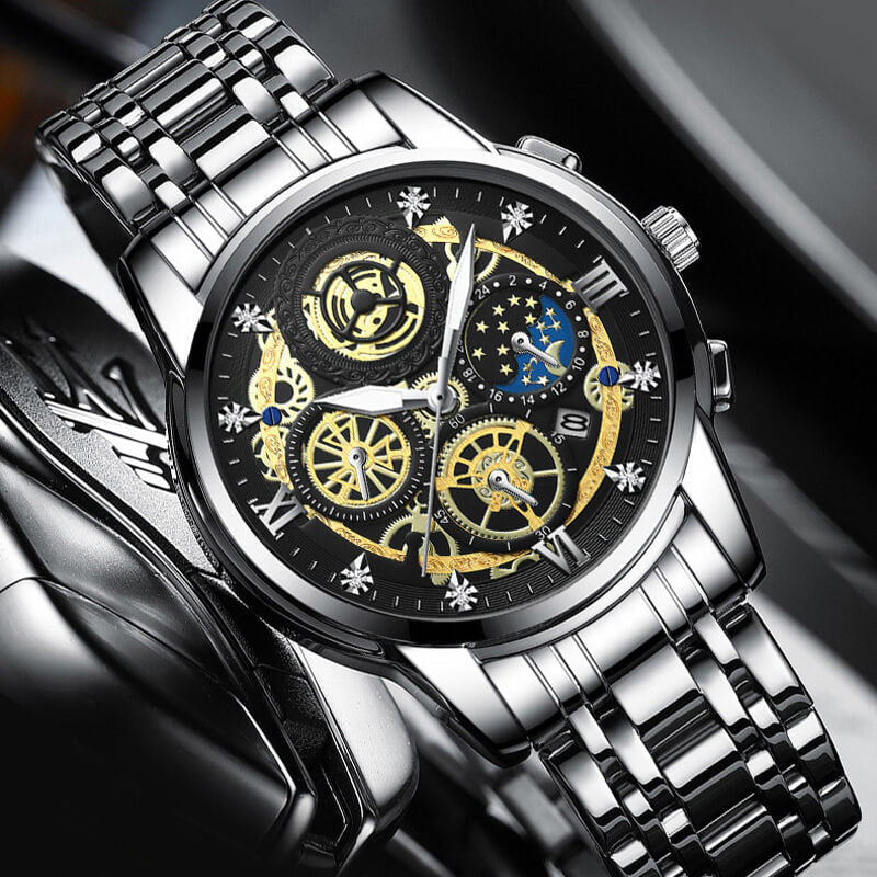 Men's Waterproof Quartz Hollow Out Design Watch