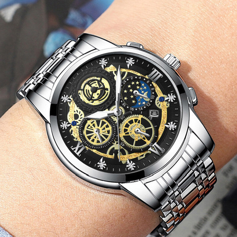 Men's Waterproof Quartz Hollow Out Design Watch