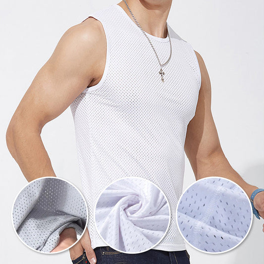 Men's Ice Silk Mesh Breathable Quick Drying Athletic Tank Top