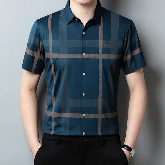 Men's Non-Iron Striped Plaid Shirt
