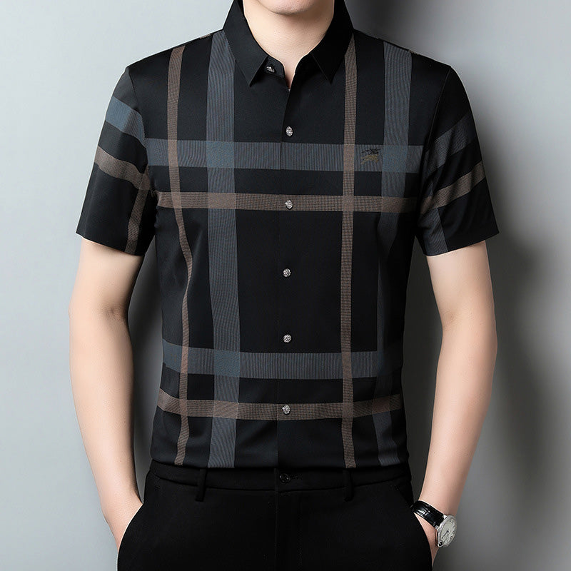 Men's Non-Iron Striped Plaid Shirt