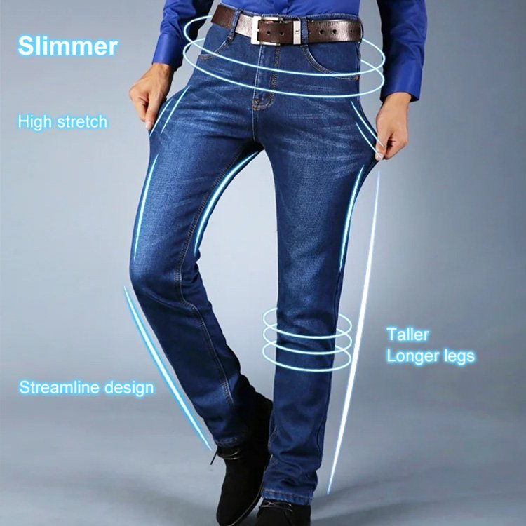 Male Loose Stretchy Denim Straight Pants