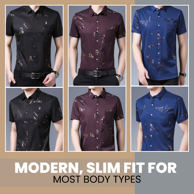 Men's Ice Silk Short Sleeve Printed Shirt