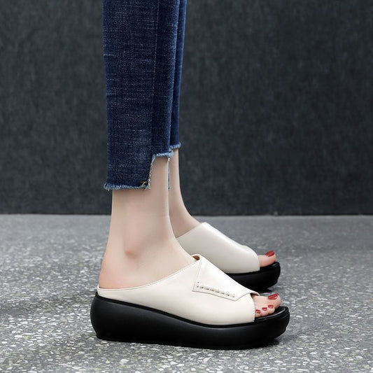 2024 WOMEN'S NEW THICK-BOTTOMED FISH MOUTH SLIPPERS