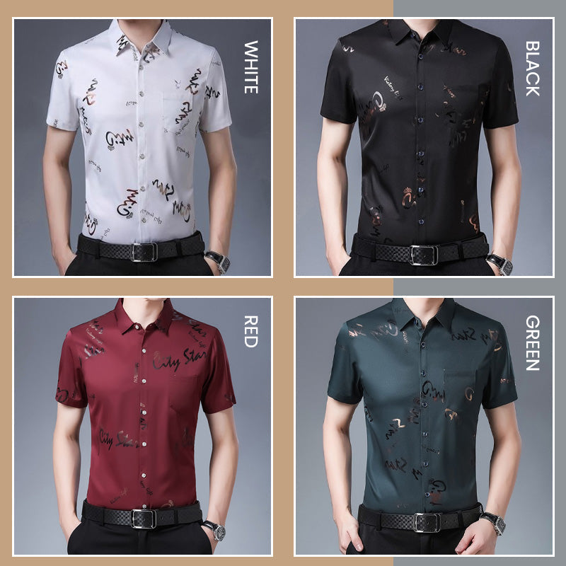 Men's Ice Silk Short Sleeve Printed Shirt