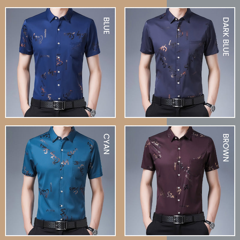 Men's Ice Silk Short Sleeve Printed Shirt