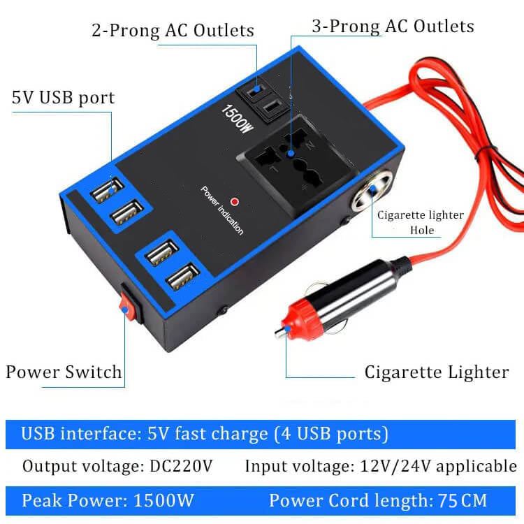 220V Car Power Inverter, 12V24V To 220V Power Converter