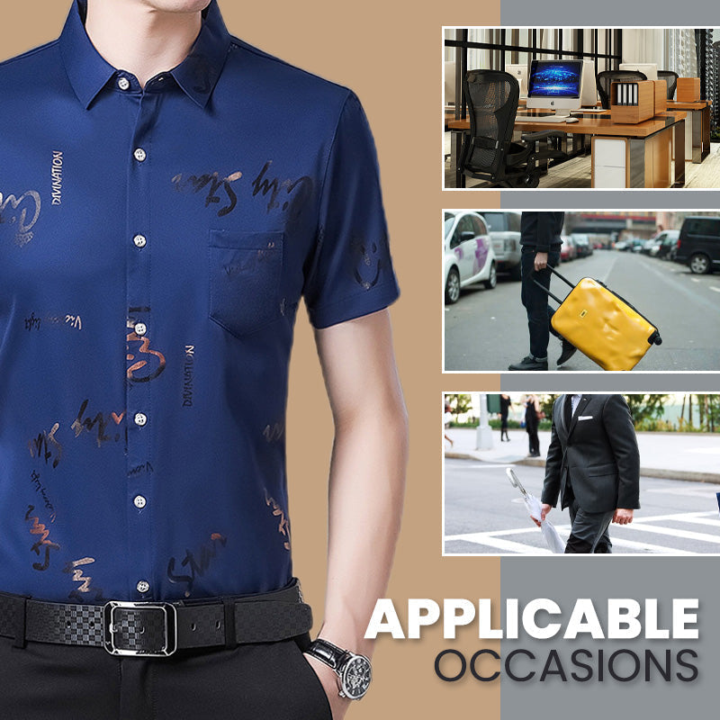 Men's Ice Silk Short Sleeve Printed Shirt