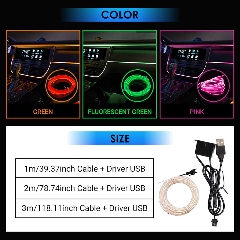 Pousbo® Car Ambient Light Cold Light Lamp Strip