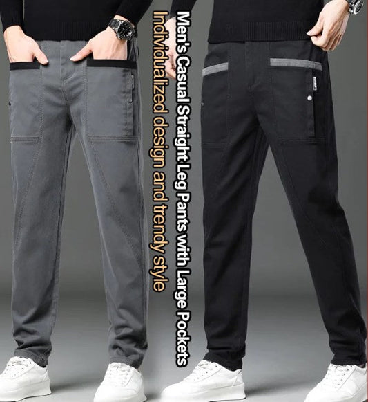 Men's Casual Stretch Straight Leg Pants with Large Pockets（50% OFF）