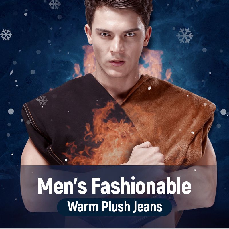 Men’s Fashionable Warm Plush Jeans