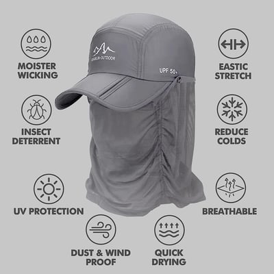 HOT SALE! Retractable brim outdoor/fishing/riding/climbing sunblock hat