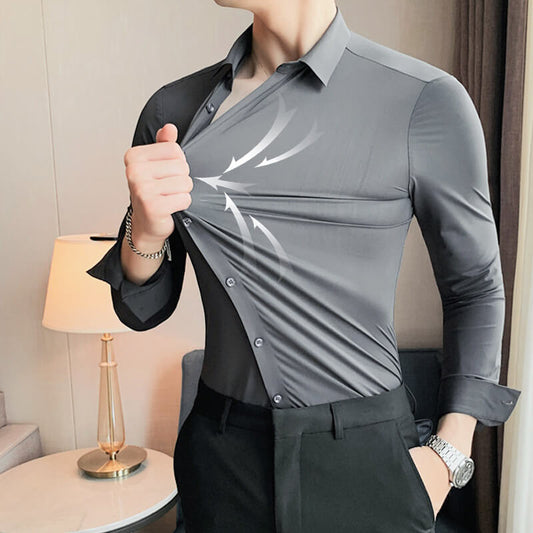 Men's ice silk high elasticity short sleeve shirts
