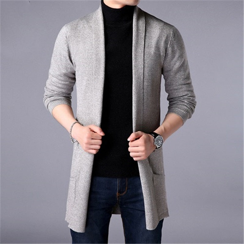 [Best Gift For Him] Men's Knit Long Cardigan Jacket