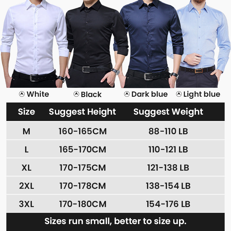 Men's Solid Long Sleeve Wrinkle-Free Formal Casual Shirt