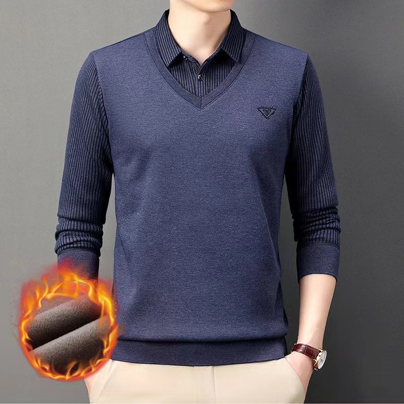 [Best Gift For Men] Men's Fake 2-Piece Knitted Shirt