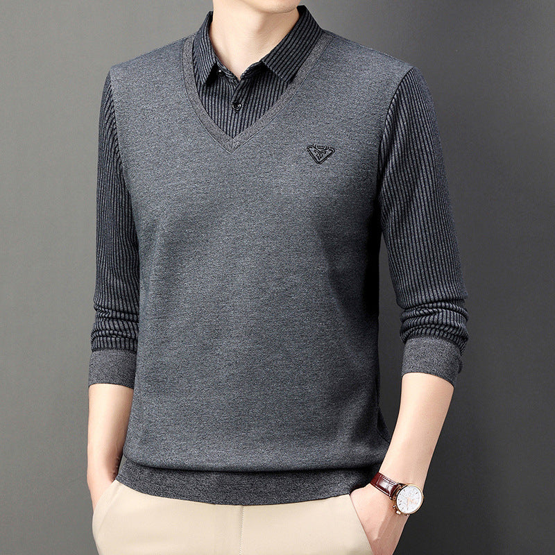 [Best Gift For Men] Men's Fake 2-Piece Knitted Shirt