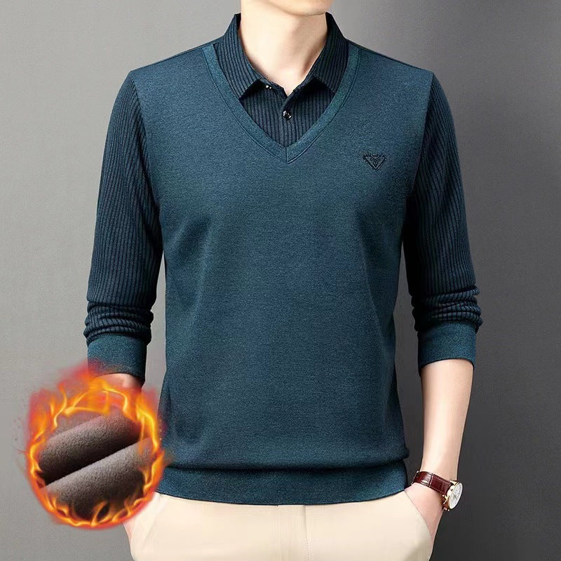 [Best Gift For Men] Men's Fake 2-Piece Knitted Shirt