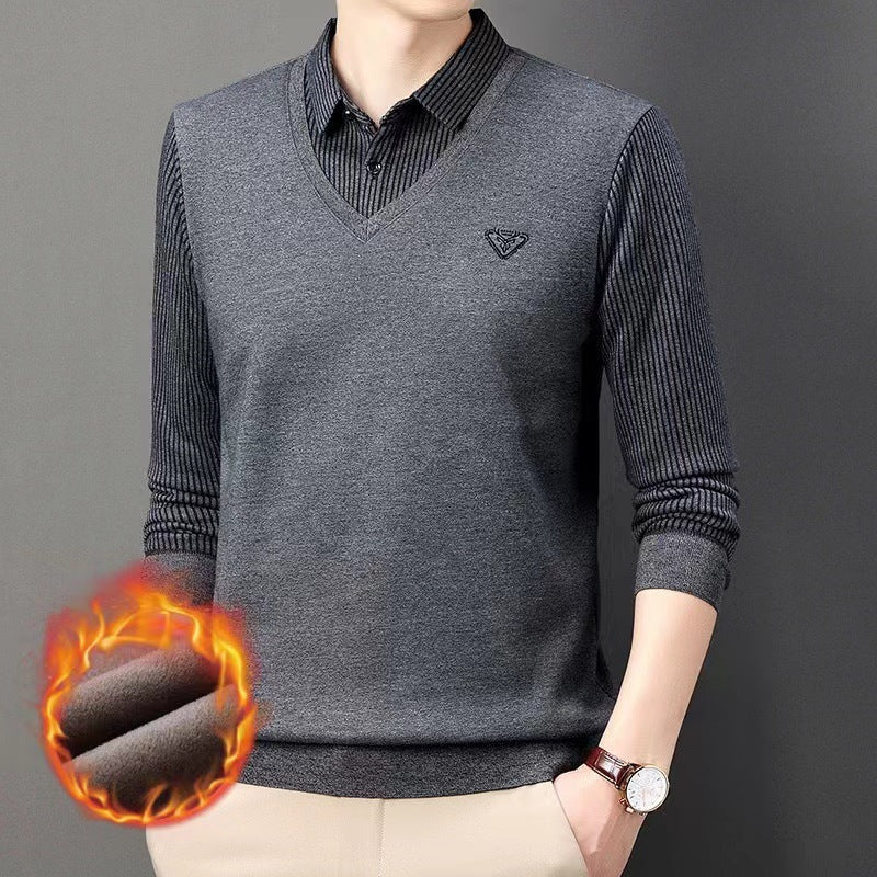 [Best Gift For Men] Men's Fake 2-Piece Knitted Shirt