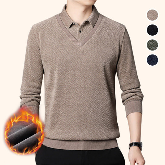 [50% OFF] Men's Plush Warm Fake 2-Piece Knitted Shirt