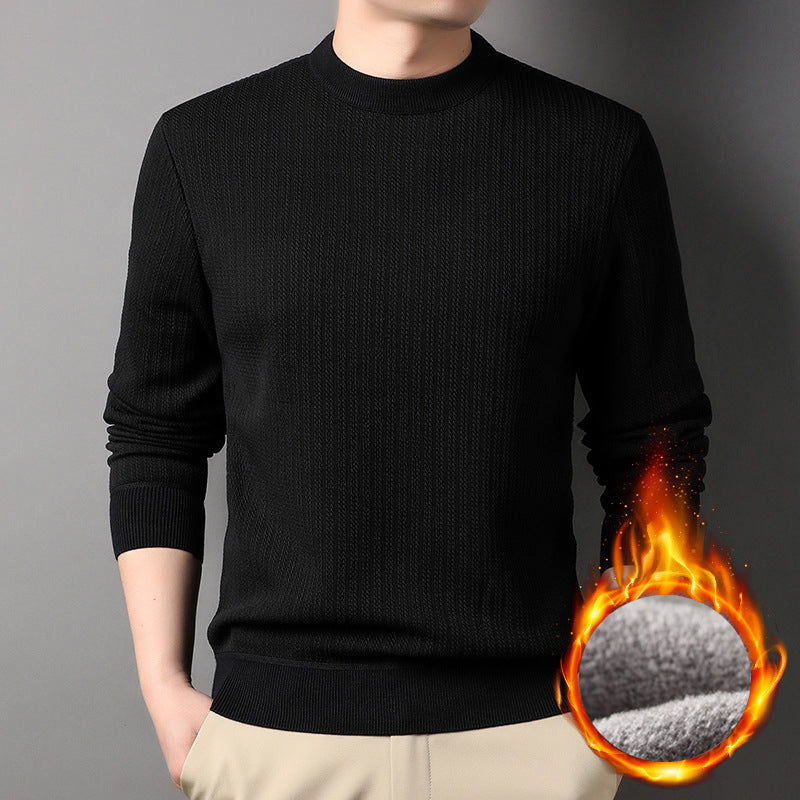 [warm gift] Men’s Thick Plush Lined Knit Bottom Shirt