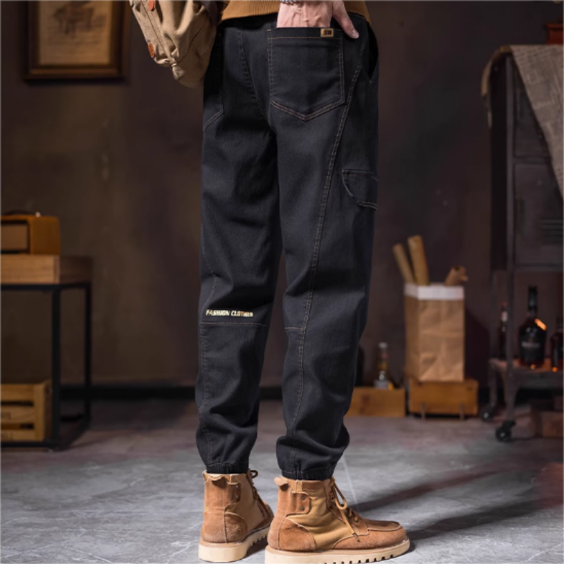 Men's Fashion Casual Loose Pockets Spliced Solid Color Trousers