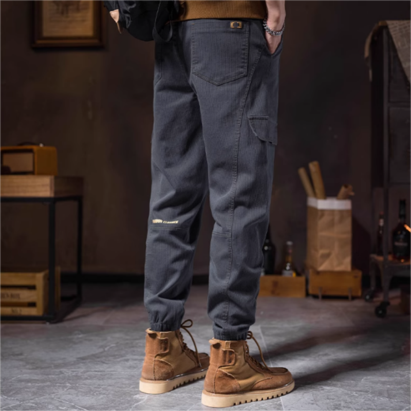 Men's Fashion Casual Loose Pockets Spliced Solid Color Trousers