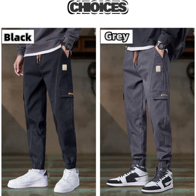 Men's Fashion Casual Loose Pockets Spliced Solid Color Trousers