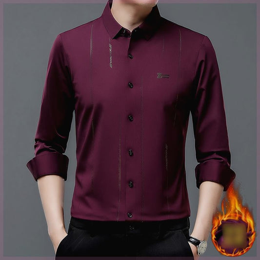 Men's Plush Lined Thickened Long Sleeve Shirt
