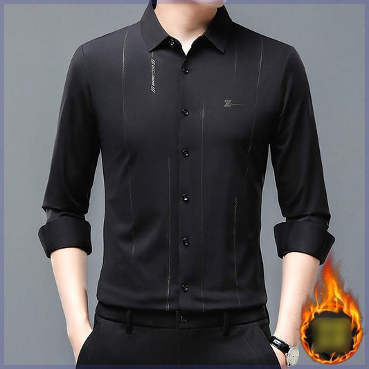 Men's Plush Lined Thickened Long Sleeve Shirt