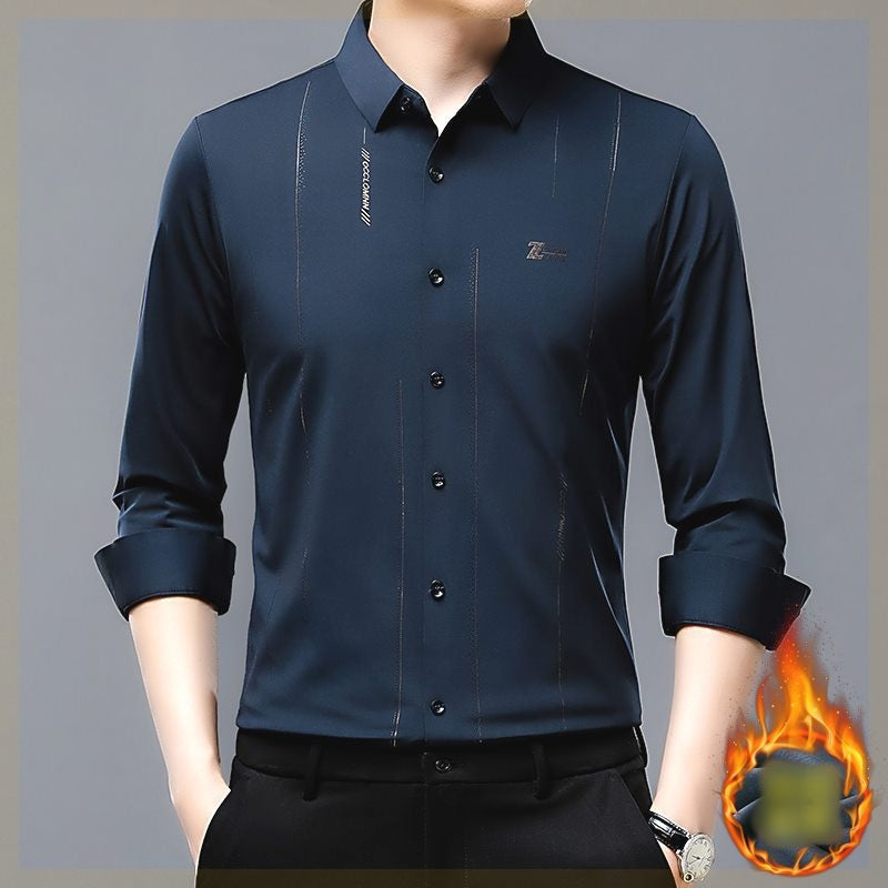 Men's Plush Lined Thickened Long Sleeve Shirt