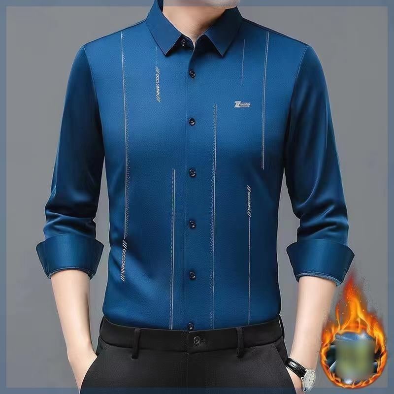 Men's Plush Lined Thickened Long Sleeve Shirt