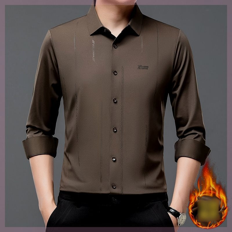 Men's Plush Lined Thickened Long Sleeve Shirt