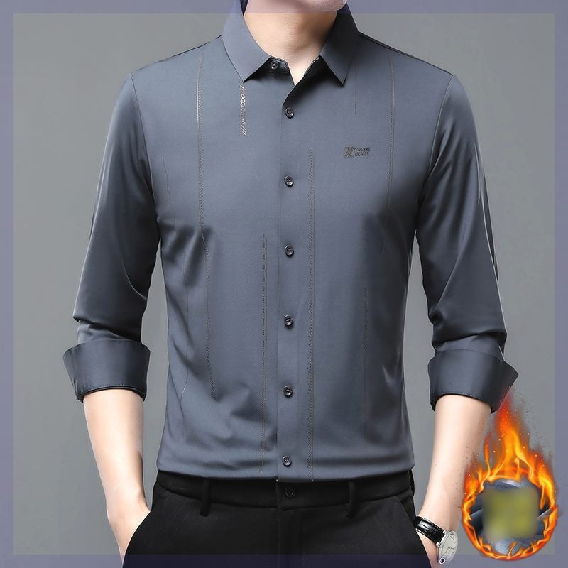 Men's Plush Lined Thickened Long Sleeve Shirt