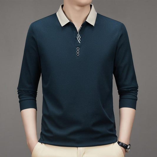 Men's Business Casual Solid Color Lapel Base T-shirt（50% OFF）