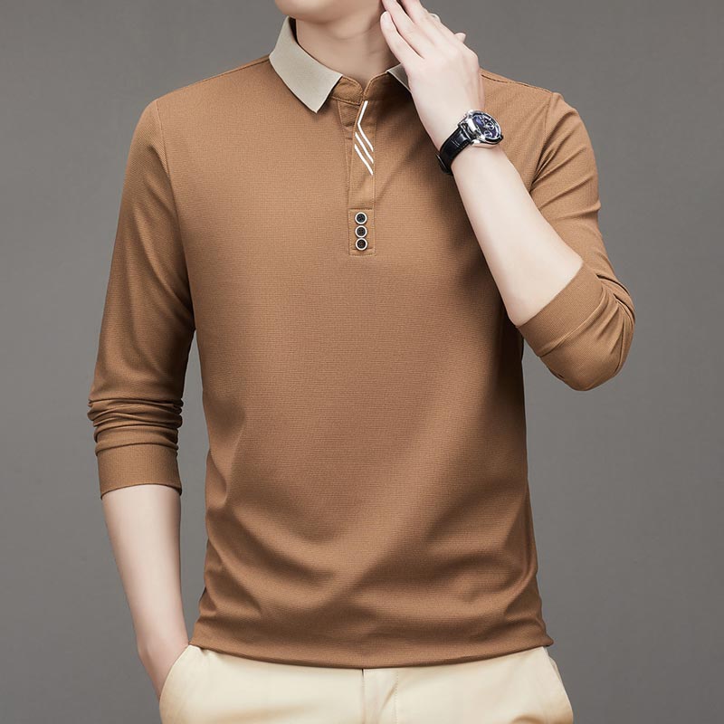 Men's Business Casual Solid Color Lapel Base T-shirt（50% OFF）