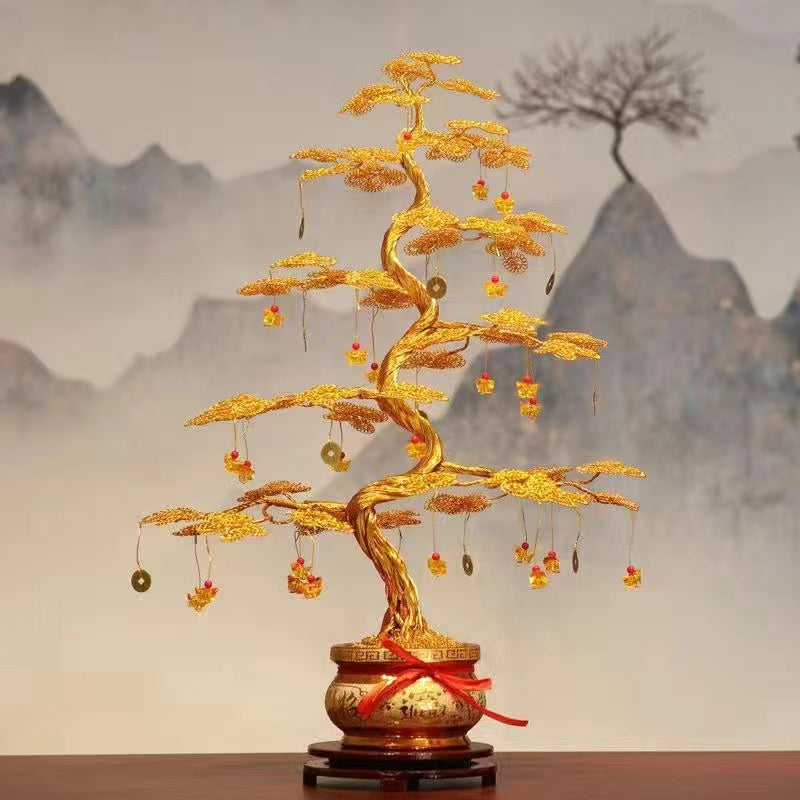 Golden Fortune Tree (Handmade knitting)