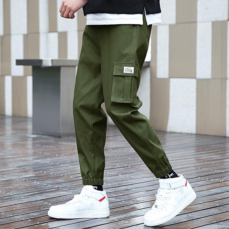 Solid Color Unlined Cargo Pants