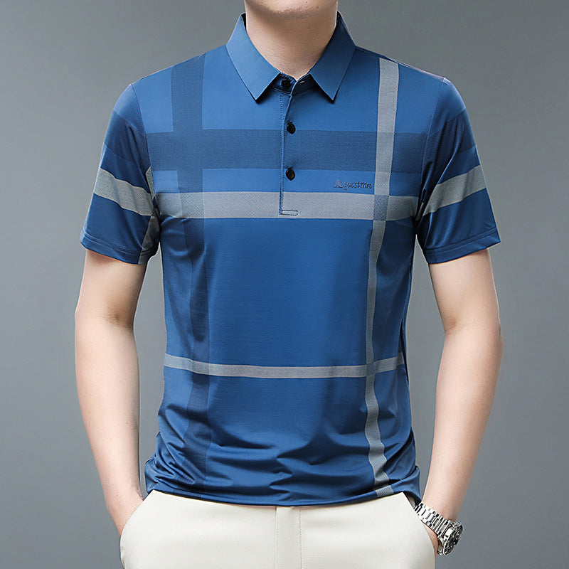 Men's Summer Striped Short Sleeve Lapel Shirt