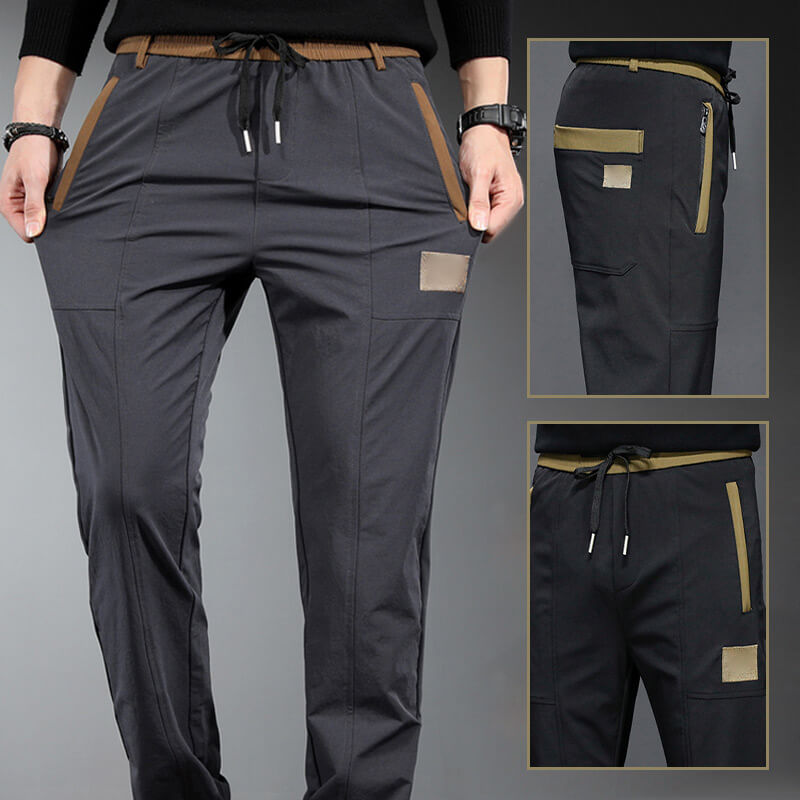 Elastic waist embroidered trousers