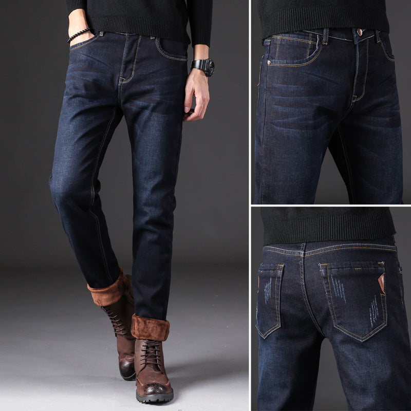 Men’s Fashionable Warm Plush Jeans